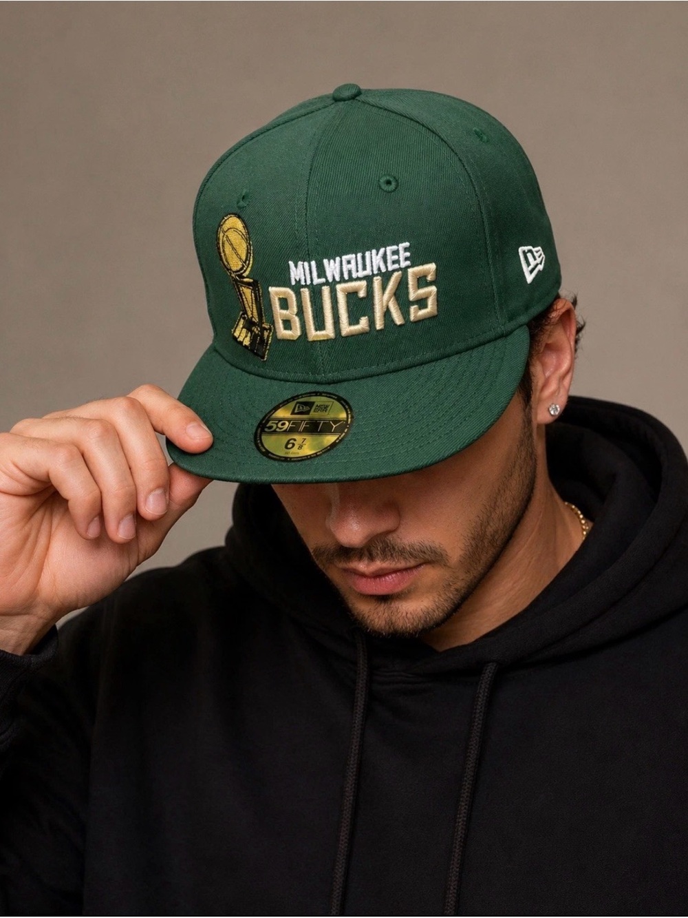 New Era Milwaukee Bucks 2021 NBA Champs 59FIFTY Fitted Hat 6 7/8 New